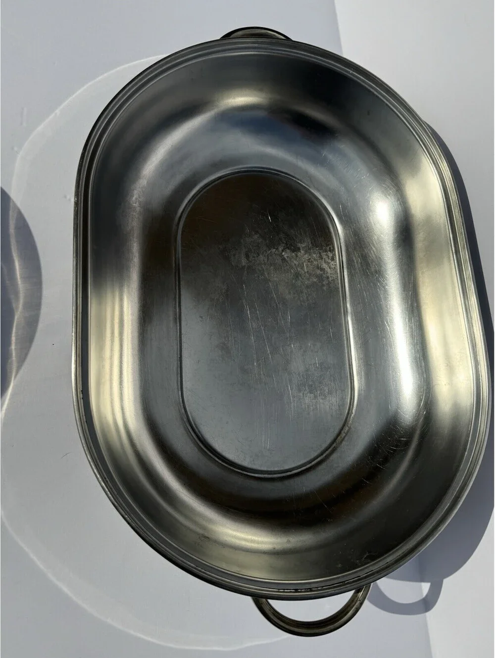 RevereWare Oval Dome Roasting Pan Stainless Steel 18 x 12  2504 VTG 2 Handles